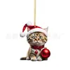 Natal Transfronteiriço Criativo Fofo Gato Natalino Casa Decorações de Árvore de Natal Acrílico Pingente Plano