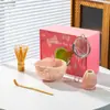 Tazón de Matcha de Corazón Cerámico con Pico Juego de Té Matcha Japonés Juego de 7 Piezas Tazón Batidor de Té Caja de Regalo Suministro Exclusivo Transfronterizo