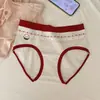 Ropa interior para niñas A9871 estilo coreano con bloques de color, suave y linda con estampado de cachorros, 100% algodón, tiro medio, bragas triangulares 10A antibacterianas y transpirables