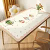 Mantel de Mesa de Comedor de Cuero de Dibujos Animados, Mantel Protector de Escritorio Impermeable y a Prueba de Aceite, Sin Lavado, Resistente a Manchas, Lujo Ligero y de Gama Alta para Mesa de Café, Mantel