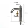 Grifo de Lavabo de Acero Inoxidable 304 Monomando Frío Baño Lavabo Lavado de Manos Balcón Lavabo Caño Recto Caño Curvo Cintura Pequeña