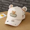 Boné de beisebol infantil com estampa de urso de desenho animado de outono, chapéu de sol para caminhada ao ar livre, boné fofo para bebê estilo coreano, transfronteiriço