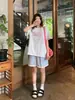 Camiseta Informal de Manga Corta con Estampado de Letras Retro Americana para Mujer Verano 2026 Nuevo Top Holgado de Algodón Puro con Cuello Redondo