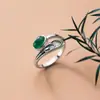 Novo Anel Yuhong Estilo Coreano Zircônia Verde Estilo Pena Moda Elegante Design Estilo Ins Moda de Nicho Versátil