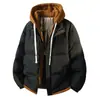Tamaño europeo transfronterizo se puede imprimir LOGO grafeno falso dos piezas abrigo de algodón hombres invierno holgado con capucha estilo pareja chaqueta de algodón prenda exterior