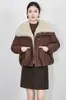 2516111-90 Pluma de pato blanco Moda Tendencia Retro Solapa de piel Costura Corta Cálida Engrosada Chaqueta de plumas Chaqueta