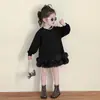 Vestido Moletom para Meninas 2026 Primavera Novo Estilo Coreano Fashionável Vestido com Barra de Pétalas para Bebê Menina Outono Roupa Tendência