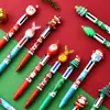 Novo Natal 4 cor caneta esferográfica dos desenhos animados Papai Noel multi-color imprensa cor mão conta caneta estudante prêmios feriado