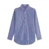Nueva Camisa Rayada Azul Profesional de Otoño 2024 para Mujer de Manga Larga Ajustada Top de Commuter Camisa de Moda