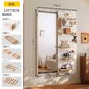 Tablero Perforado de Madera Maciza Espejo de Vestir Puerta Integrada Estante de Almacenamiento Trasero Estilo Pared Espejo de Cuerpo Entero Perchero de Entrada