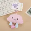 Chaveiro de nuvem fofa sorridente com um sino, pingente de desenho animado, acessório de pelúcia para decorar mochilas, disponível para atacado