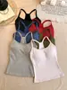Top regata de poá com alça no pescoço e bojo, design hot girl, camisola de verão para mulheres, para usar por fora, costas bonitas, confortável, top versátil