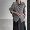 Outono 2026 Novo Cardigan Camisa Feminina Casual Artístico Listrado de Algodão e Linho Manga Longa