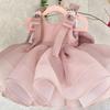 Vestido de Um Ano Transfronteiriço da Amazon para Meninas Pequena Princesa Rosa Cetim Laço Saia Tutu Vestido de Passarela de Um Ano
