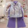 Conjunto de Estilo Chinês para Meninas Roupas de Inverno 2025 Novo Vestido de Veludo Infantil de Um Ano de Idade Saudações de Ano Novo Conjunto de Três Peças da Dinastia Han