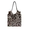 Otoño e Invierno Estampado de Leopardo Moda Felpa Elegante Bolso Tote de Gran Capacidad Bolso de Hombro Nuevo de Moda Bolso Versátil