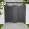 Puerta de Patio de Hierro Forjado Villa Acero Inoxidable Exterior Simple Patio Puerta Individual Entrada Aleación de Aluminio Puerta Exterior Individual y Doble