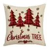 Funda de almohada navideña de Amazon Cuadros rojos y blancos Reno Árbol de Navidad Caramelo Dibujos animados Bordado de imitación Funda de cojín
