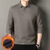 Nueva Camiseta de Manga Larga Cálida con Felpa de Otoño/Invierno para Hombre, Camiseta Polo de Cuello Solapa, Top Base para Adultos