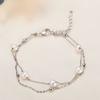Tobillera de Cadena con Perlas 2025 Transfronteriza Imitación de Perla Doble Capa para Mujer Accesorios para Tobillera Joyería para Tobillo