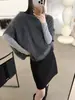 Estilo Coreano Temperamento 100% Lana Cepillada Cuello Semi Alto Manga Corta 26 Otoño Nueva Llegada Top Versátil para el Trabajo Prendas de Punto para Mujer