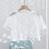 Chal Corto de Verano Estilo Japonés y Coreano Estilo Dulce Hogar Casual Ropa de Protección Solar para Salir Top Corto de Encaje Multiusos para Mujer