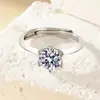 Anillo de Seis Garras con Diamante de Imitación Súper Vendido en Vivo en Tiktok y Kuaishou para Mujeres, Anillos de Pareja, Anillos de Boda Abiertos, Joyería Ajustable