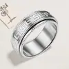 Anillo Anti-Ansiedad Estrés Alivio Transfronterizo, Anillo de Acero de Titanio con Patrón de la Gran Muralla Giratorio, Artículo Popular para Parejas, Joyería de Moda al por Mayor