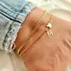 Tobillera con Corazón de Amor y 26 Letras de Comercio Exterior de Amazon, Moda Casual, Estilo Vacaciones de Verano en la Playa, Joyería para el Pie de Doble Capa Chapada en Cobre para Mujeres