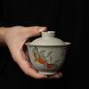 Vintage Planta Cinza Hand-held Bowl Estilo japonês cerâmica Kung Fu Tea Set Single Home Tea Bowl Estilo chinês Simples Novo Estilo