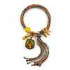 Cuerda de Mano Tibetana Thangka Cuerda de Algodón Enrollada a Mano Pulsera Trenzada Ojo del Dios de la Riqueza de Cinco Vías Zakiram Tara Verde Perla Thangka