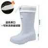 Botas de Chuva Quentes da Moda de Veludo para Mulheres, de Cano Médio, Impermeáveis e Antiderrapantes, Calçados de Borracha para Uso Externo e Trabalho, Botas de Chuva para Exterior