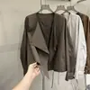 Nova Camisa Feminina Outono 2026 de Manga Longa com Gola Reversível, Casaco Cardigan, Top Fino Estiloso, Casaco Trench Versátil