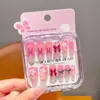 Pegatinas de Uñas Infantiles de Dibujos Animados Kuromi Largas Desmontables Usables Pegatinas de Uñas para Niñas Pegatinas de Arte de Uñas Juguete Pegamento de Gelatina