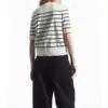 Tejido de punto a rayas con cuello redondo y manga corta para mujer, Nuevo estilo para principios de primavera 2026, Ropa elegante para el trabajo, Top de algodón puro de alta gama