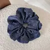 Tela retro Mezclilla taladrado en caliente Anillo para el pelo de intestino grueso Cuerda elástica alta para coleta Cuerda para el pelo de temperamento nuevo 2025 Accesorios para el pelo