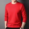 Camiseta de manga larga con cuello redondo para hombre, estilo business casual, color liso, básica simple, corte tridimensional, suéter, venta al por mayor