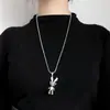 Nuevo Collar de Conejo con Diamantes Completos, Año del Conejo, para Mujer, Estilo ins, Celebridad de Internet, Hip-hop, Colgante Distintivo, Cadena Larga de Lana Versátil
