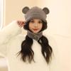 Lindo Gorro de Lana Tejido con Orejas de Oso para Mujer Cabeza Grande Combinable para la Cara Ducha Pequeño Gorro Lei Feng Cálido para Protección de Orejas Gorro de Moda