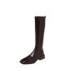 Piernas Piel Refinada Skinny Botas de Caña Alta Barril Delgado Fino 2024 Tacón Medio Grueso Punta Cuadrada Caña Pequeña Botas de Jinete Elásticas para Pierna Mujer