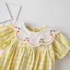 Roupas infantis coreanas transfronteiriças verão novo macacão de bebê estilo princesa algodão puro fofo saco de pum bebê triângulo ha roupas