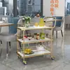 Carrinho móvel estilo nórdico, carrinho de armazenamento de alta qualidade, carrinho de bebidas para hotel, carrinho de jantar em ferro forjado multicamadas dourado, carrinho de entrega de comida para restaurante