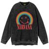 Nirvana Nirvana Cobain Corben desgastado Lavado vintage Oversize encerado Cuello redondo Suéter