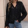 Amazon Europa y Estados Unidos camisa transfronteriza de manga larga con encaje y cuello en V explosiones de otoño 2024 camisa de mujer en stock