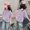 2026 Nueva Camiseta de Algodón Puro para Bebés Niñas de Manga Corta Dibujos Animados Verano Moda Linda Top de Media Manga para Niños