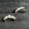 Anillo abierto de circonita y perla de estilo coreano para mujer, estilo frío, moderno, distintivo, exquisito, combinable, de alta gama.