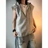 Camiseta con capucha sin mangas de estilo coreano para hombre y mujer, nueva de verano, holgada, casual, con retazos, chaleco superior