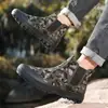 Novos sapatos masculinos transfronteiriços, sapatos casuais slip-on de malha camuflada fly-knit, verde militar, sola antiderrapante, sapatos de tecido respirável
