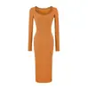 Vestido Cadyshan de chica guapa con escote de corazón de melocotón plisado y manga larga 2026 principios de otoño nuevo sexy ajustado bodycon