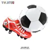 Expositores de pie extra grandes para fútbol, baloncesto y trofeos, Zapatos de fútbol, Globos de papel de aluminio, Decoraciones de escena de la Copa del Mundo